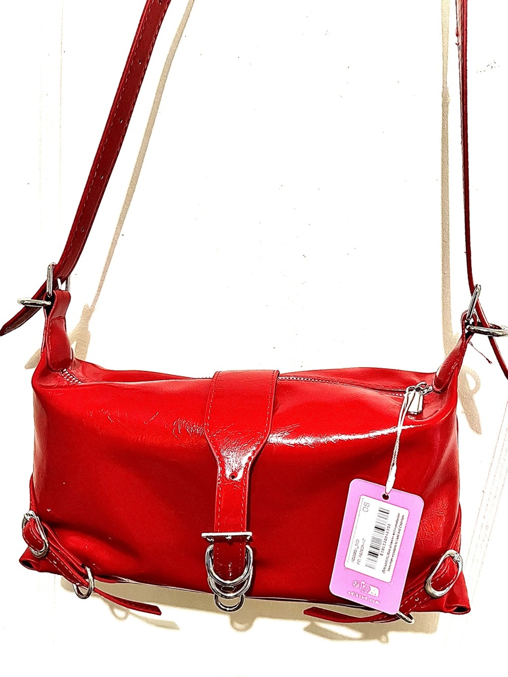 Edikted Red Patent Leather (vegan) Crossbody Bag